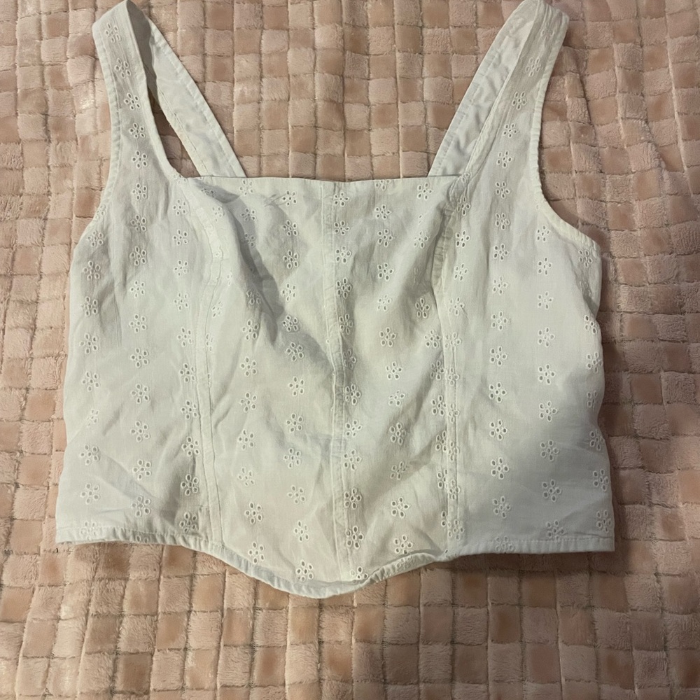 White corset crop top